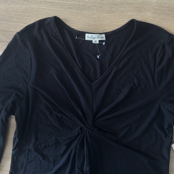 Indigo Rose Black 3/4 Sleeve Maternity Knot Front Top, Size: Small, Medium- NWT - Picture 6 of 12